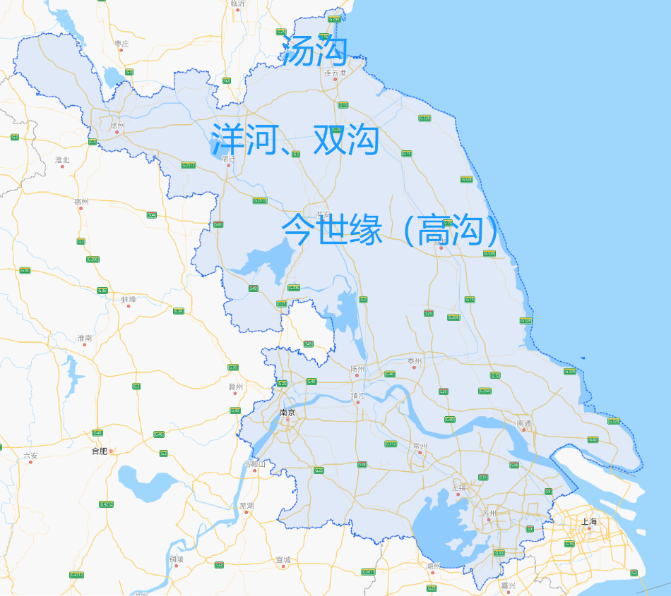 江苏地区四大名酒,细分为"三沟一河",三沟代表汤沟(产于灌南县汤沟镇)